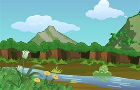 高山湍急的河流flash动画